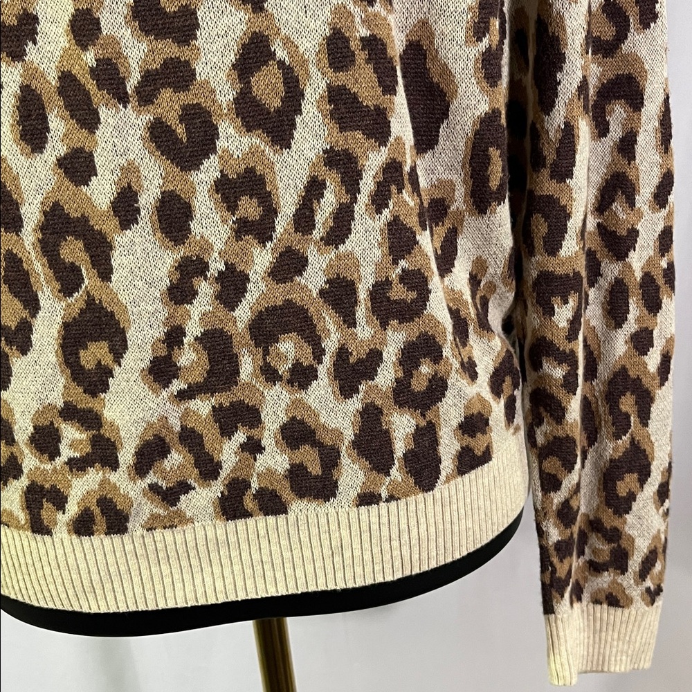 NWT A New Day Camel & Brown Leopard Print Crew Neck Sweater - Picture 11 of 16